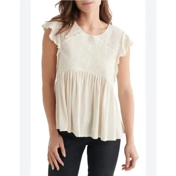 Lucky Brand Embroidered Dolman Top M - Boho Chic! - Picture 2 of 14